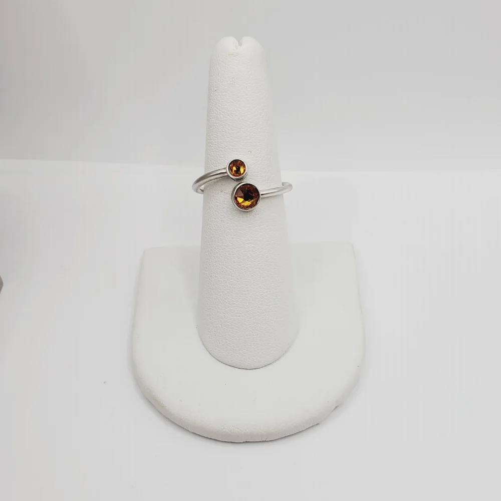 Round Topaz Simulant 925 Sterling Silver November Birthstone Open Ring